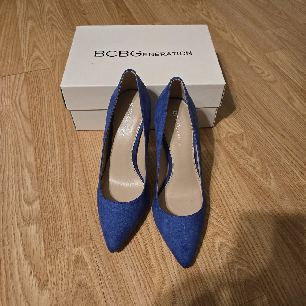 BCBG Blue Suede Heels